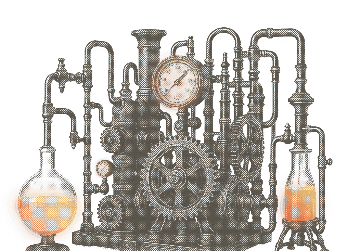 Complex laboratory mixing a secret recipe