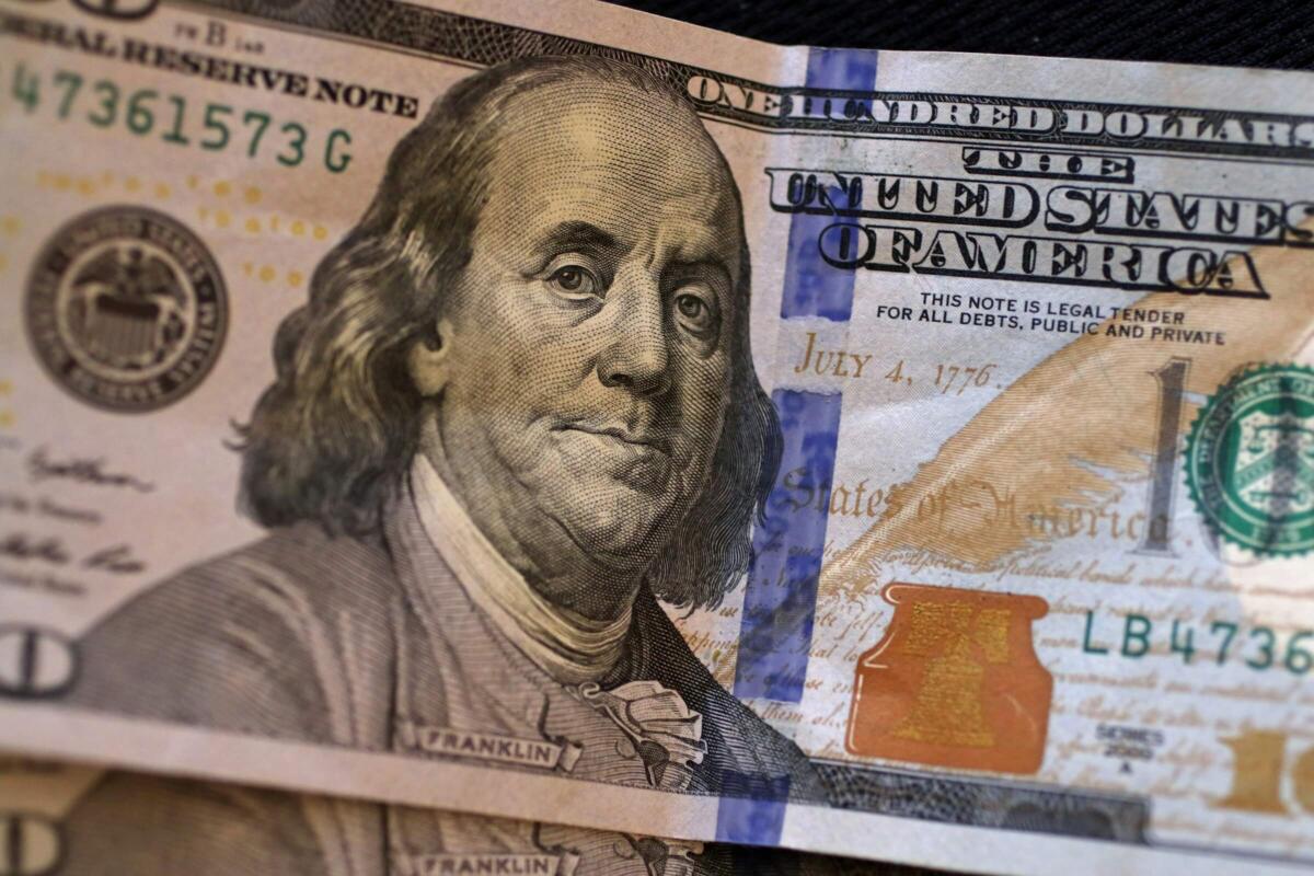 Benjamin Franklin on a 100 dollar bill