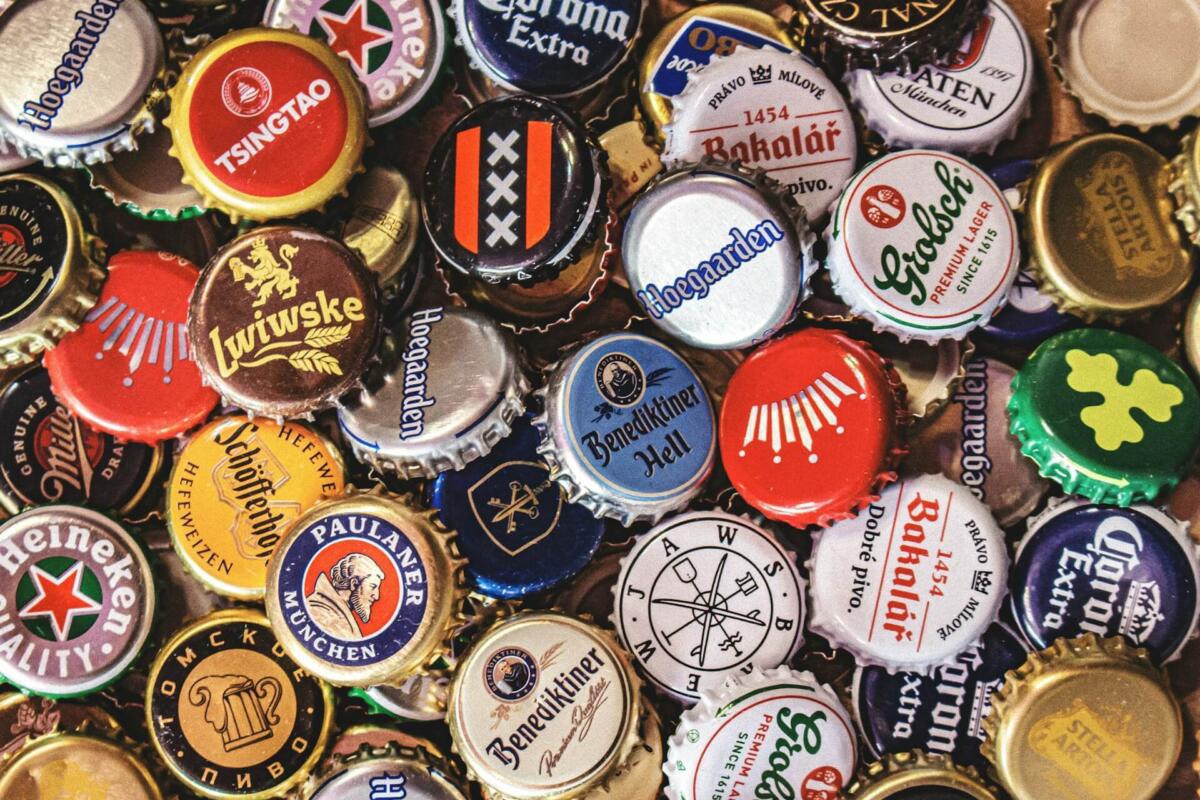 Bottle caps representing trademark law